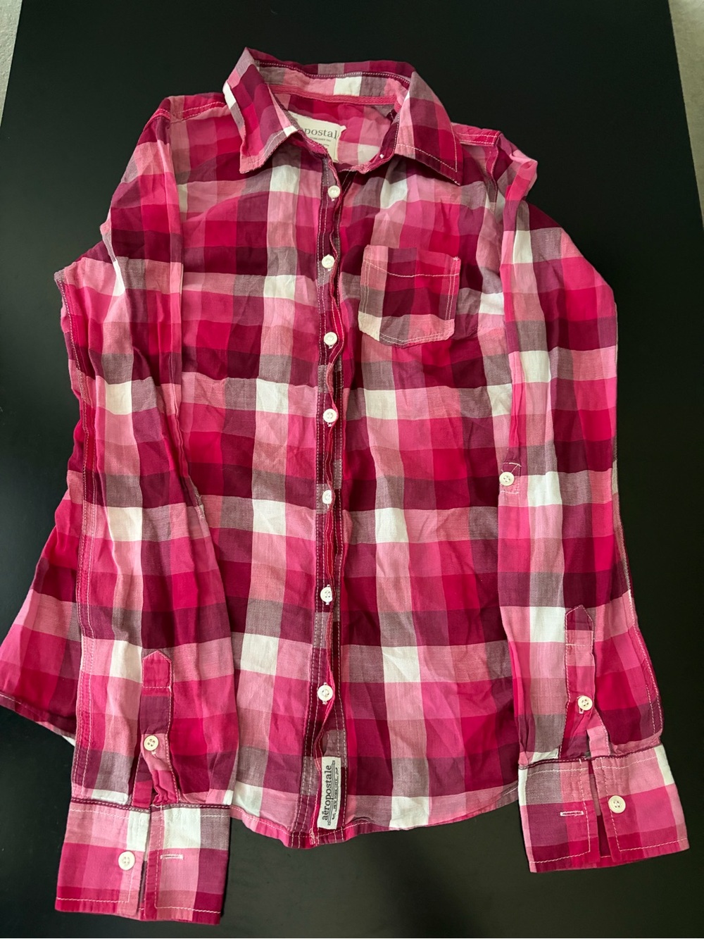 Aeropostale Pink Plaid Button-Up Shirt